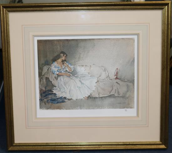 Sir William Russell Flint print (1880-1969) The Looking Glass(-)